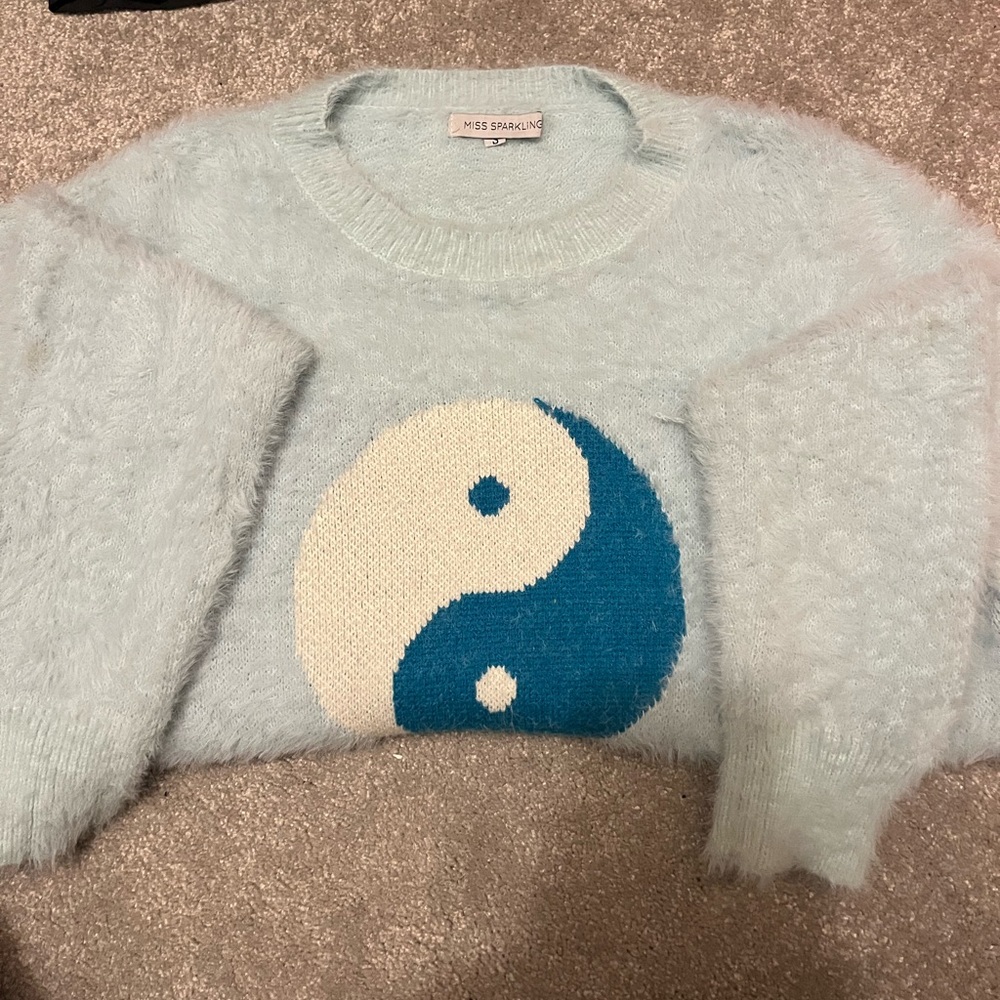 Miss sparkling fuzzy eight sweater!